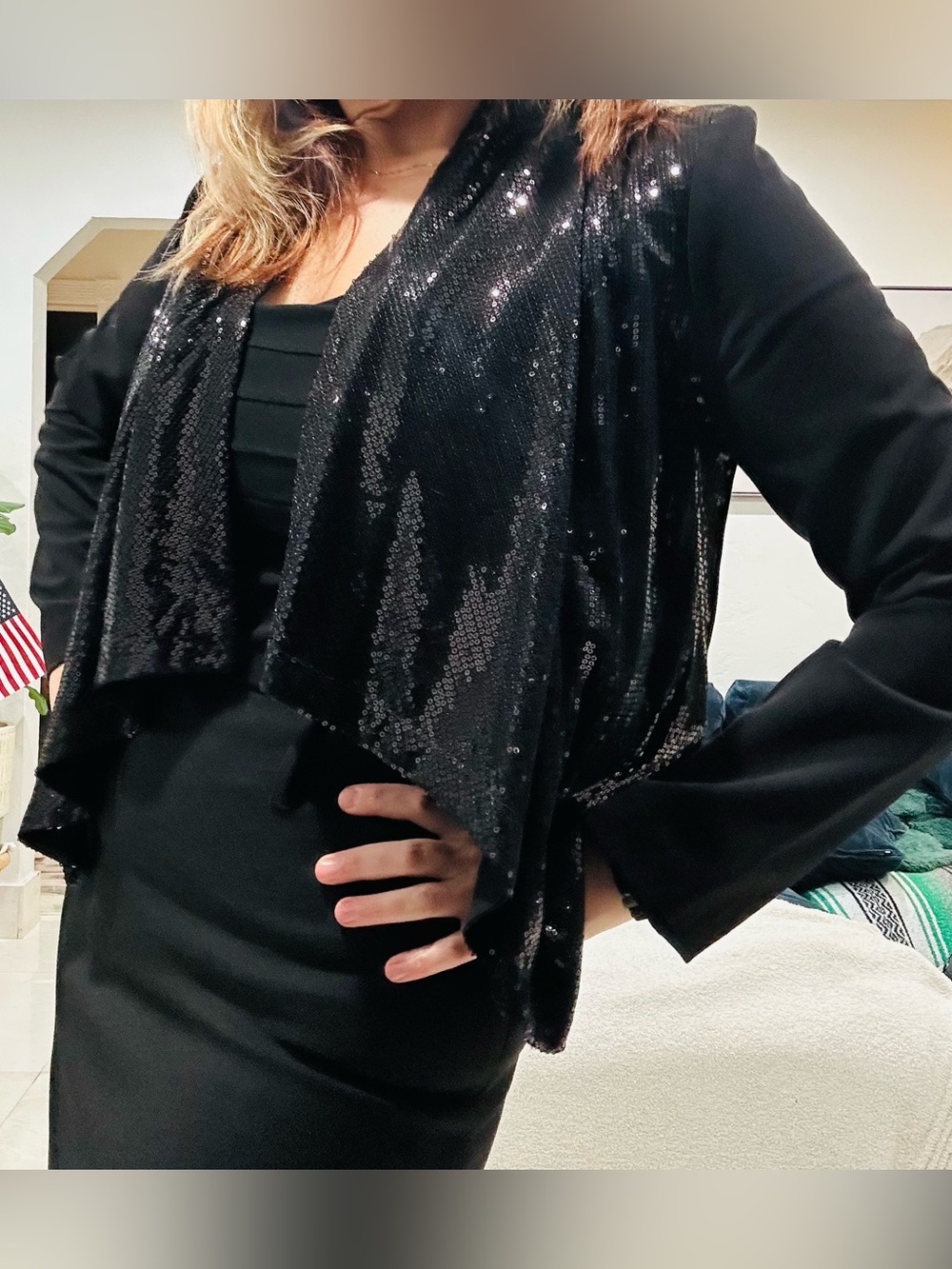 NWOT Black Sequin Blazer Lightweight Jacket